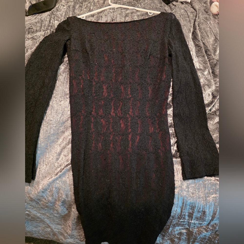 Sisley Black And Red Lace Dress